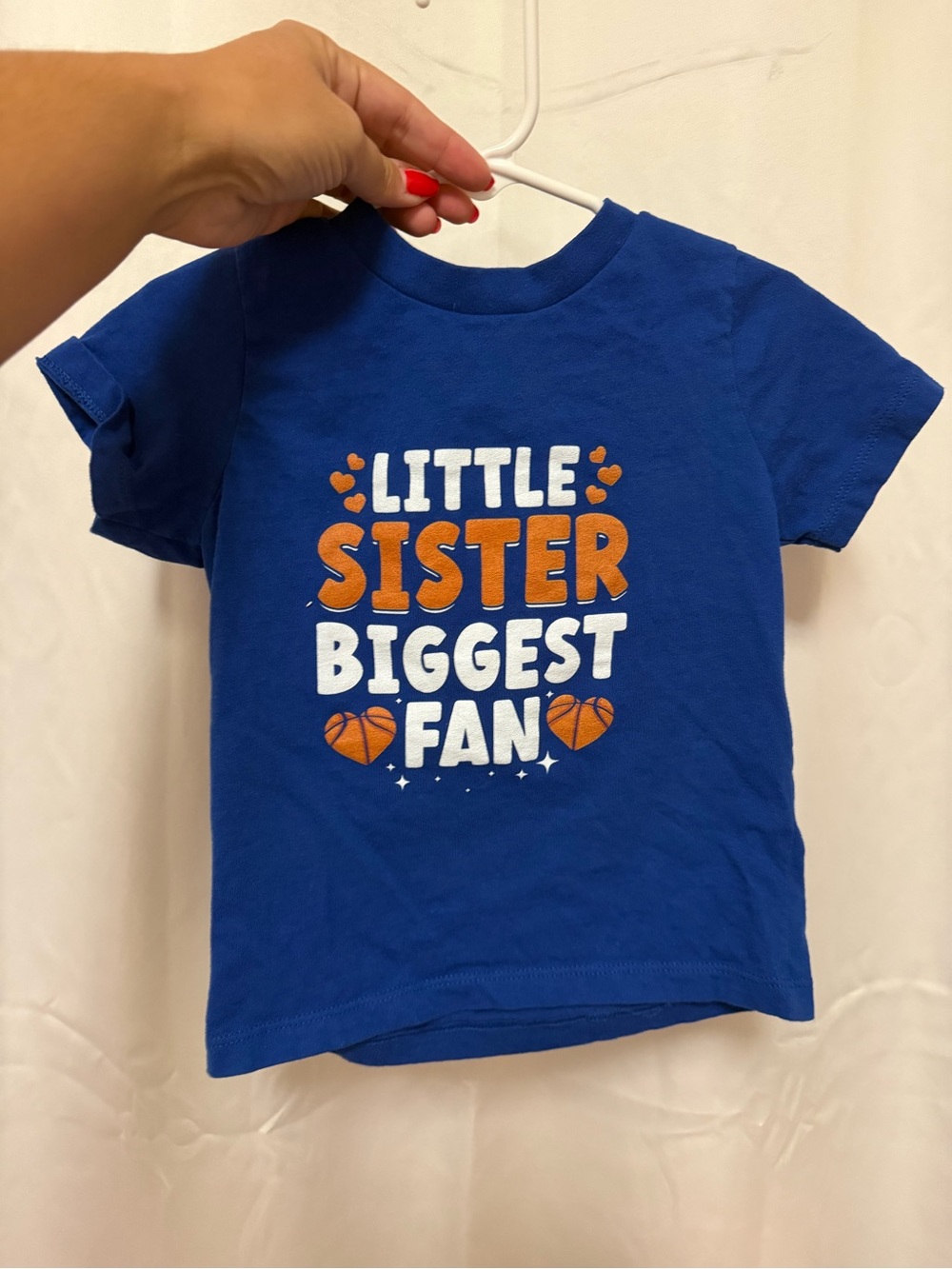 Blue "Little Sister Biggest Fan" Graphic Tee